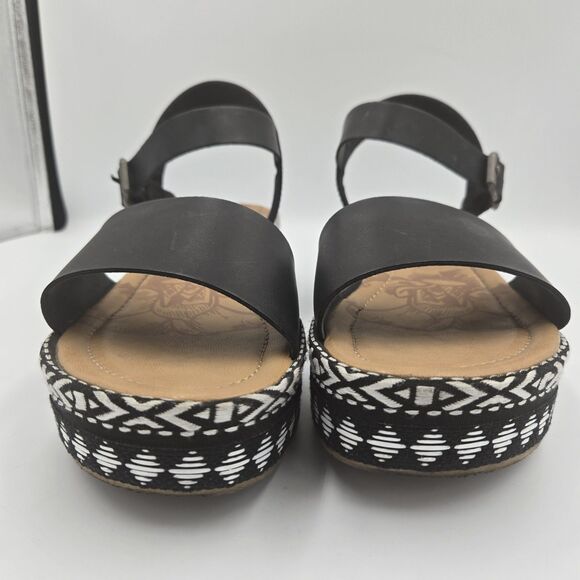 Blowfish Sandals Black White Aztec Platform Shoes Women Size 10 Boho Ankle Strap - Picture 10 of 11